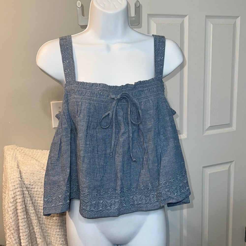American Eagle beautiful NWT Chambray lined strapless top,size XL